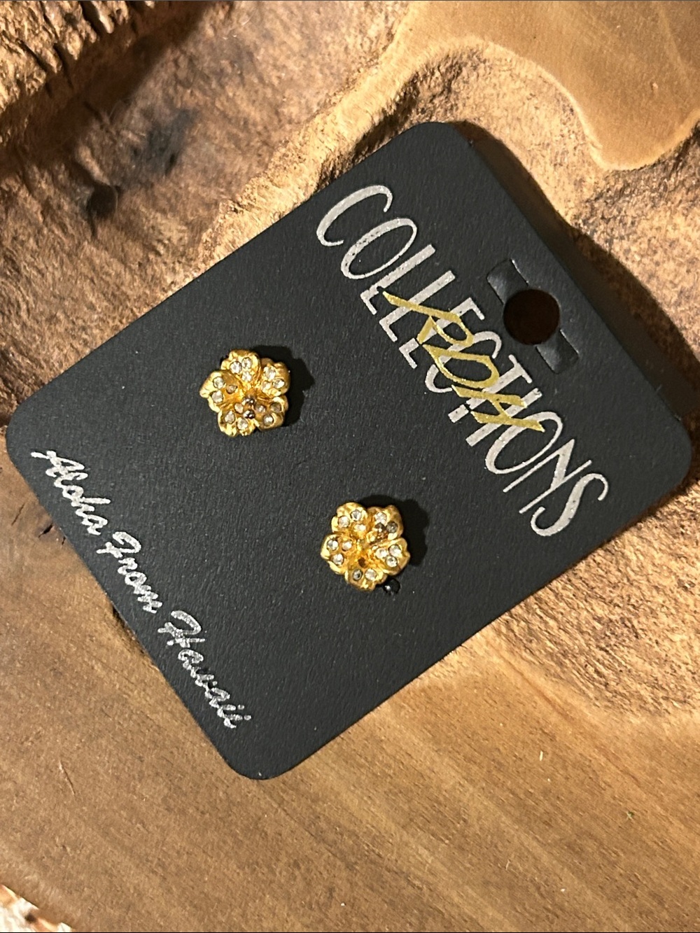 Recollections Gold Floral Crystal Cluster Stud Earrings from Hawaii